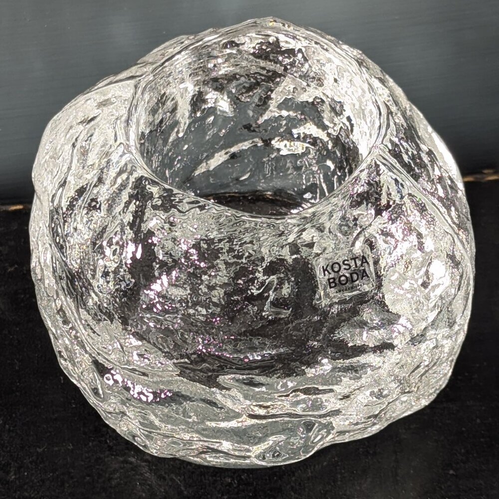 Kosta Boda Snowball Candleholder: Scandinavian Art Glass Votive holder *WARMER*